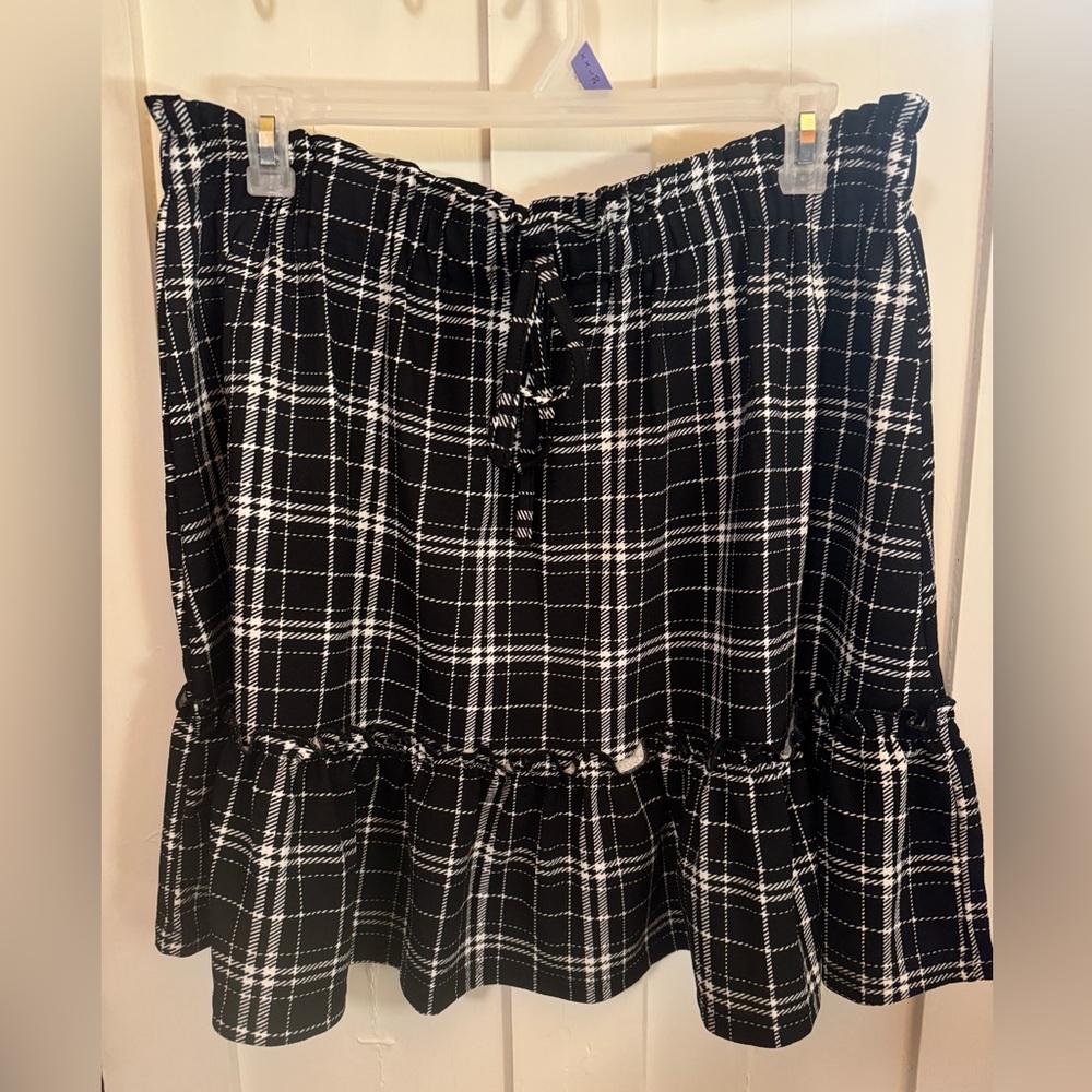 Black and White Plaid Women's Mini Skirt